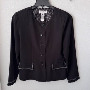 Sag Harbor Black Women's Blazer with Polka Dot Trim